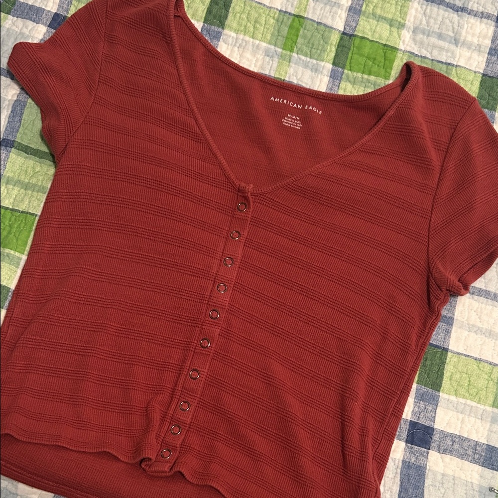 American Eagle Outfitters Rust Short Sleeve Top